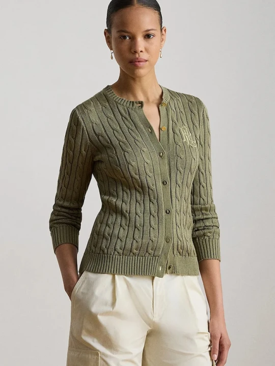 Zdjęcie produktu Lauren Ralph Lauren kardigan damski z bawełną zielony