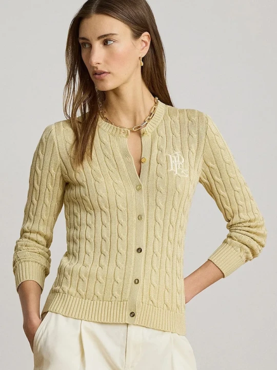 Zdjęcie produktu Lauren Ralph Lauren kardigan damski z bawełną żółty