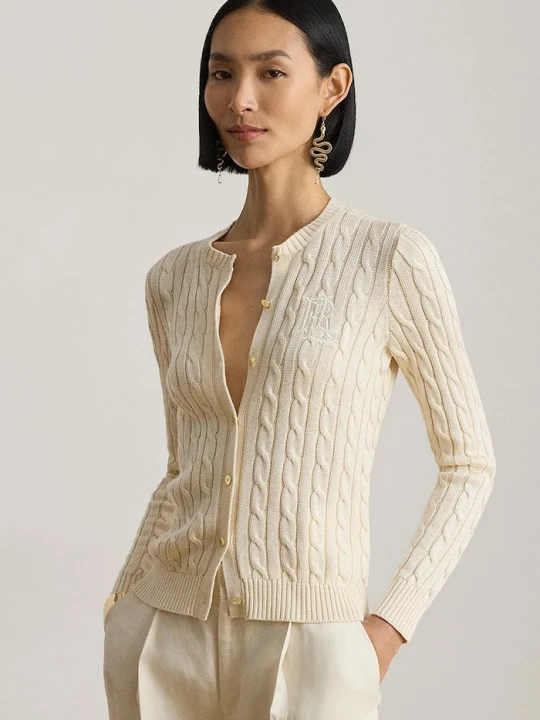 Zdjęcie produktu Lauren Ralph Lauren kardigan damski z bawełną beżowy