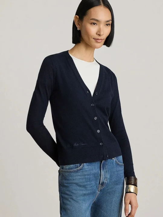 Zdjęcie produktu Lauren Ralph Lauren kardigan damski z bawełną granatowy