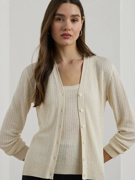 Zdjęcie produktu Lauren Ralph Lauren kardigan lniany beżowy