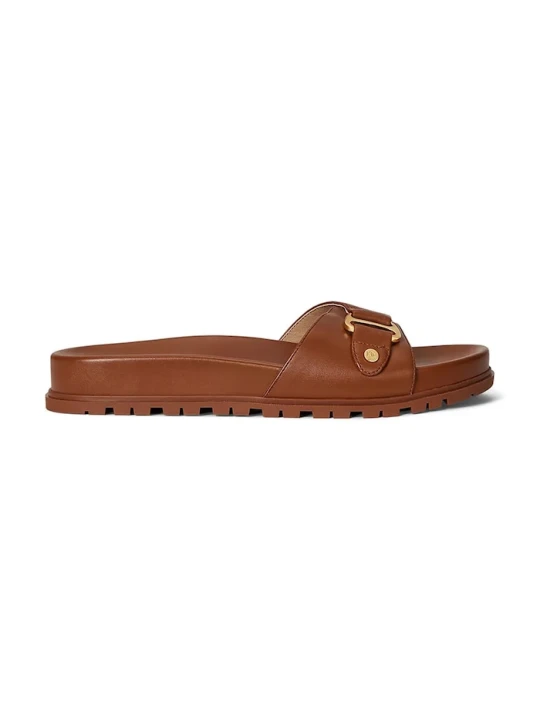 Zdjęcie produktu Lauren Ralph Lauren klapki damskie skórzane Tasha Slide brązowy