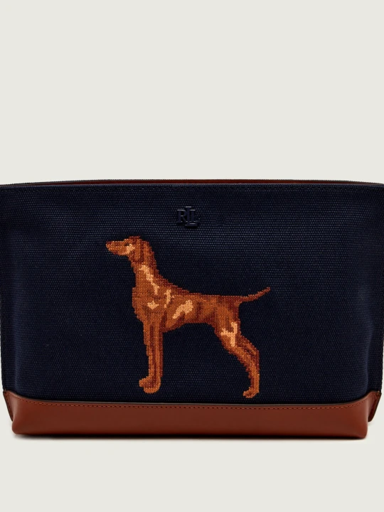 Zdjęcie produktu LAUREN RALPH LAUREN Kosmetyczka | z dodatkiem skóry granatowy