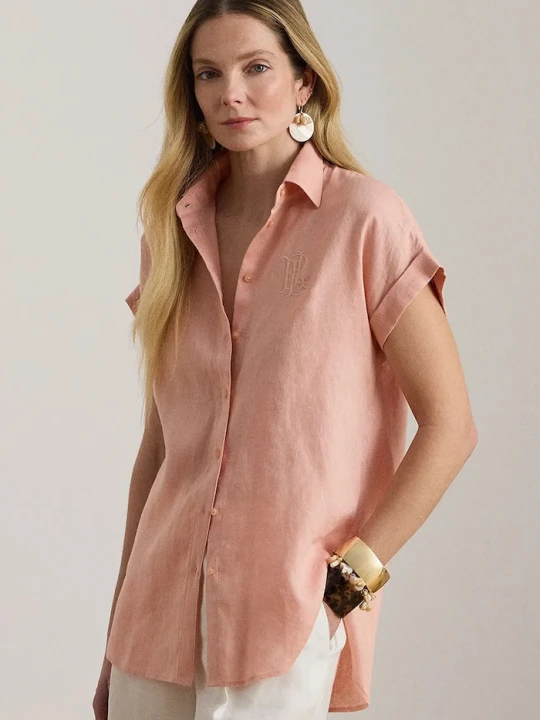 Zdjęcie produktu Lauren Ralph Lauren koszula damska lniana pomarańczowy