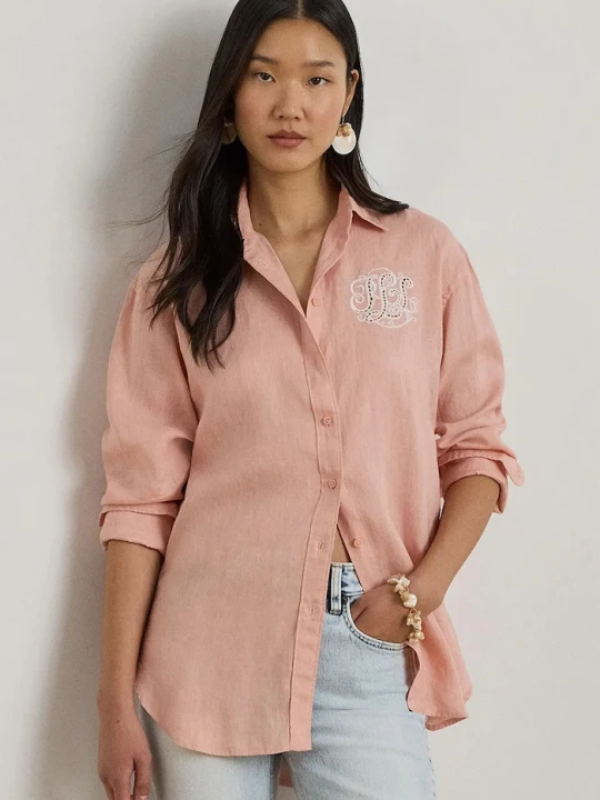 Zdjęcie produktu Lauren Ralph Lauren koszula damska lniana pomarańczowy