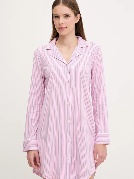 Zdjęcie produktu Lauren Ralph Lauren koszula nocna bawełniana różowy