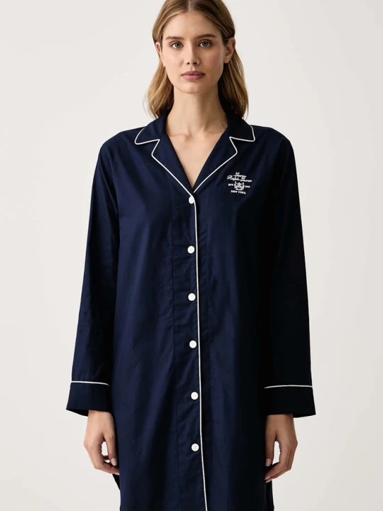 Zdjęcie produktu Lauren Ralph Lauren koszula nocna damska bawełniana granatowy
