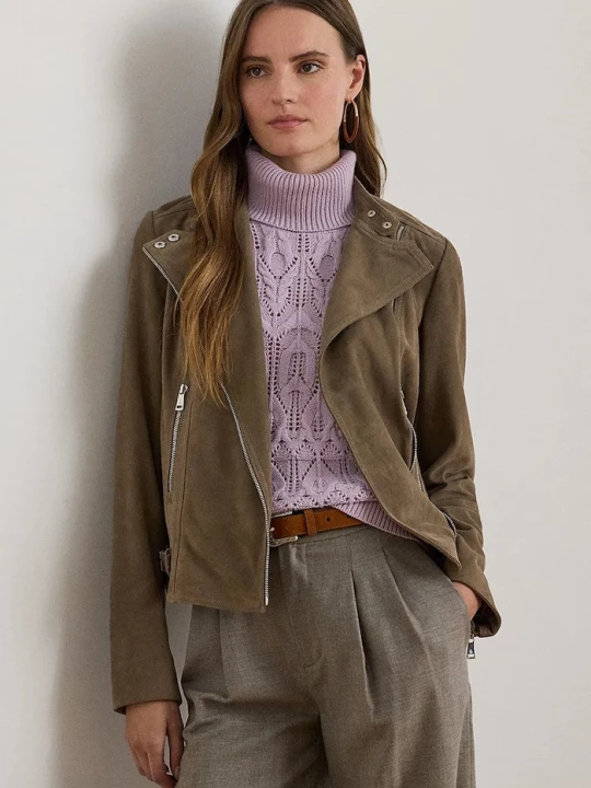 Zdjęcie produktu Lauren Ralph Lauren kurtka biker skórzana brązowy