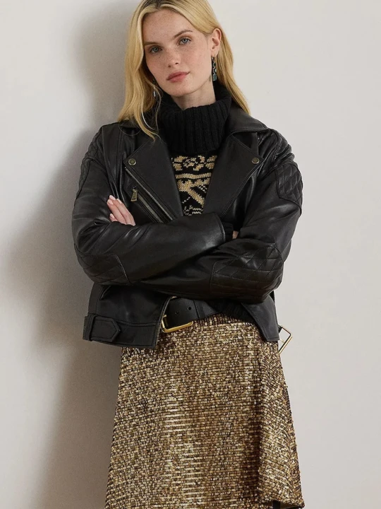 Zdjęcie produktu Lauren Ralph Lauren kurtka skórzana czarny