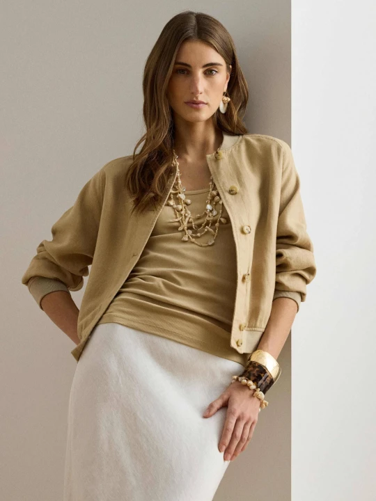 Zdjęcie produktu LAUREN RALPH LAUREN Lniana kurtka bomber | Relaxed fit beżowy
