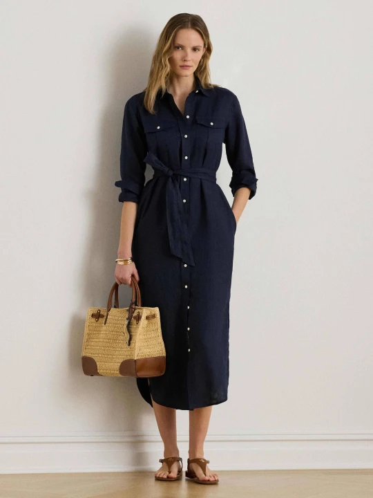 Zdjęcie produktu LAUREN RALPH LAUREN Lniana sukienka granatowy