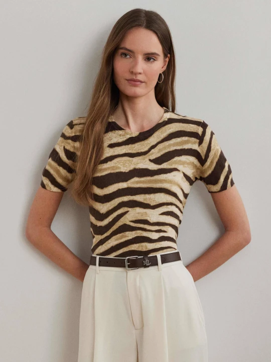 Zdjęcie produktu LAUREN RALPH LAUREN Lniany sweter EYELAH | Slim Fit kremowy