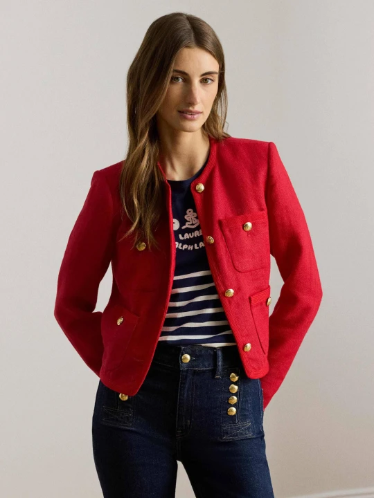 Zdjęcie produktu LAUREN RALPH LAUREN Lniany żakiet | Cropped Fit czerwony