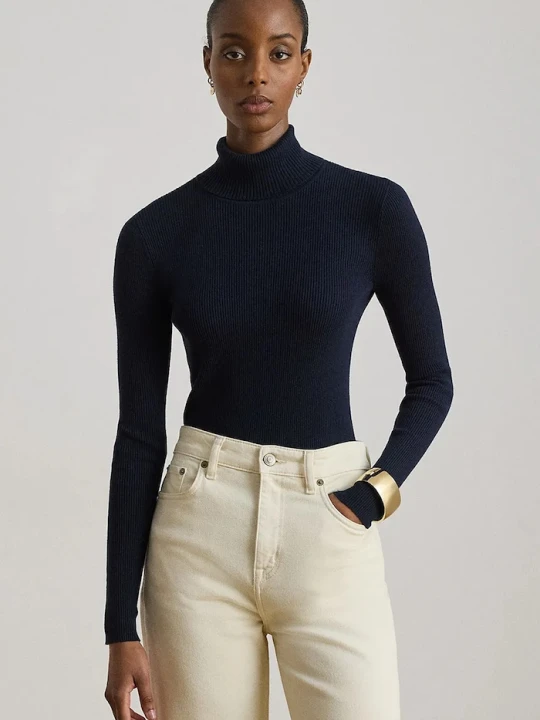 Zdjęcie produktu Lauren Ralph Lauren longsleeve damski z bawełną granatowy