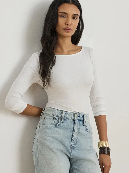 Zdjęcie produktu Lauren Ralph Lauren longsleeve damski z modalem biały