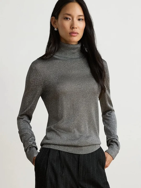 Zdjęcie produktu Lauren Ralph Lauren longsleeve damski z wiskozą szary