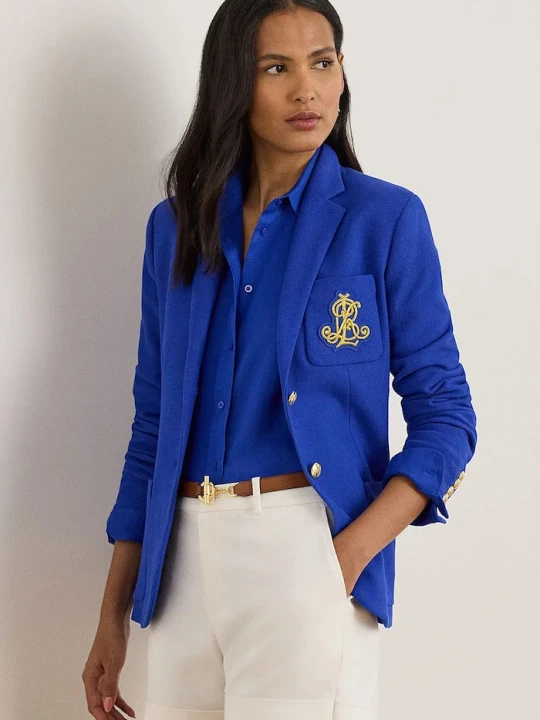 Zdjęcie produktu Lauren Ralph Lauren marynarka jednorzędowa damska bawełniana z elastanem niebieski