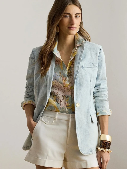 Zdjęcie produktu Lauren Ralph Lauren marynarka damska bawełniana niebieski