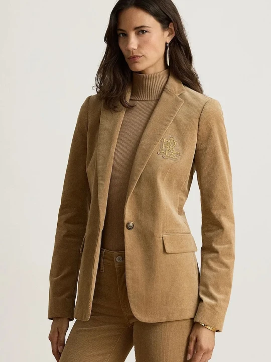 Zdjęcie produktu Lauren Ralph Lauren marynarka damska bawełniana z elastanem brązowy