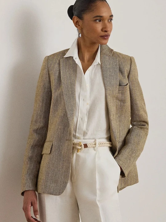 Zdjęcie produktu Lauren Ralph Lauren marynarka damska lniana beżowy