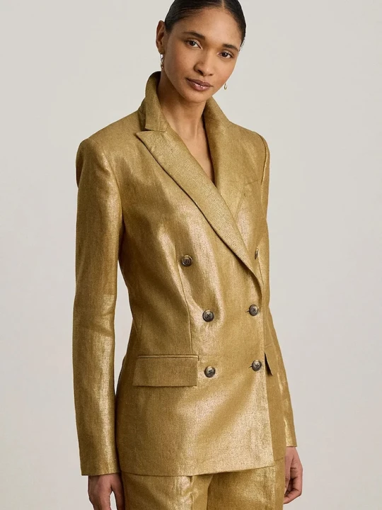 Zdjęcie produktu Lauren Ralph Lauren marynarka damska lniana złoty
