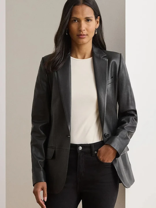Zdjęcie produktu Lauren Ralph Lauren marynarka damska skórzana czarny