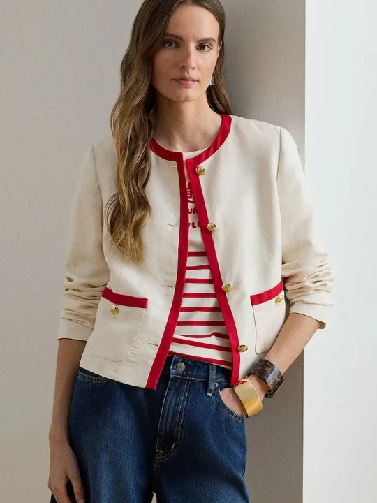 Zdjęcie produktu Lauren Ralph Lauren marynarka damska z lnem beżowy