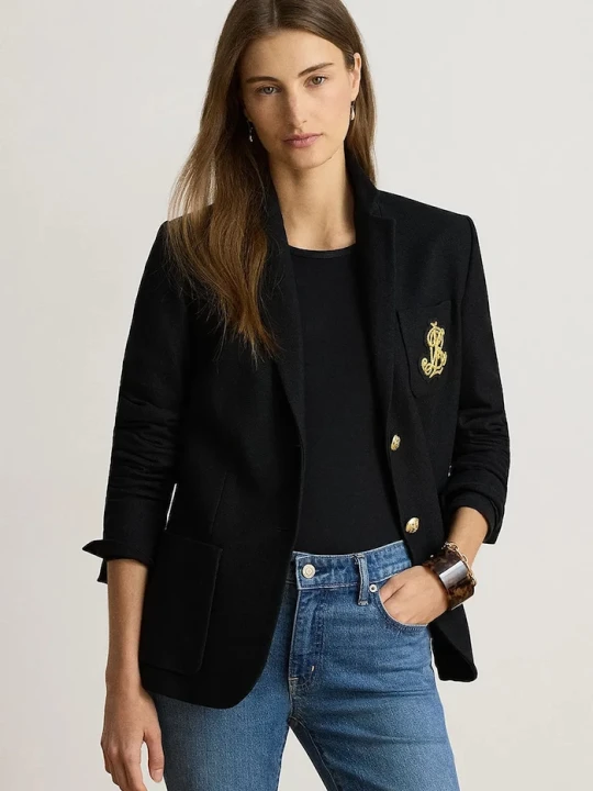 Zdjęcie produktu Lauren Ralph Lauren marynarka jednorzędowa damska bawełniana z elastanem czarny