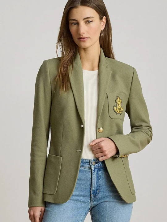 Zdjęcie produktu Lauren Ralph Lauren marynarka jednorzędowa damska bawełniana z elastanem zielony