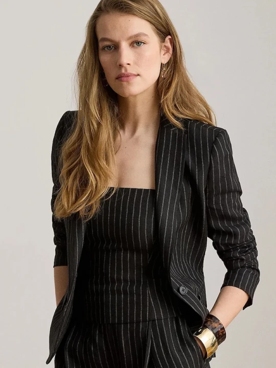 Zdjęcie produktu Lauren Ralph Lauren marynarka jednorzędowa damska lniana czarny