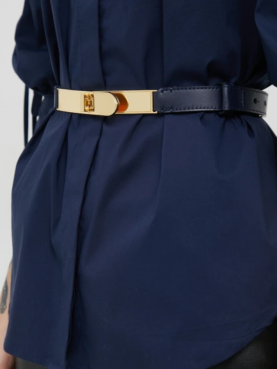 Zdjęcie produktu Lauren Ralph Lauren pasek skórzany granatowy