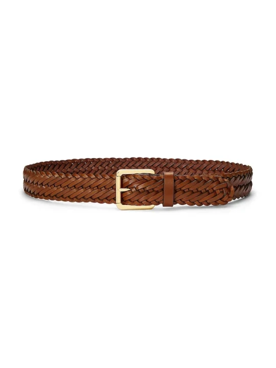 Zdjęcie produktu Lauren Ralph Lauren pasek pleciony damski skórzany brązowy