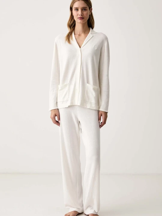 Zdjęcie produktu Lauren Ralph Lauren piżama damska z dodatkiem kaszmiru beżowy