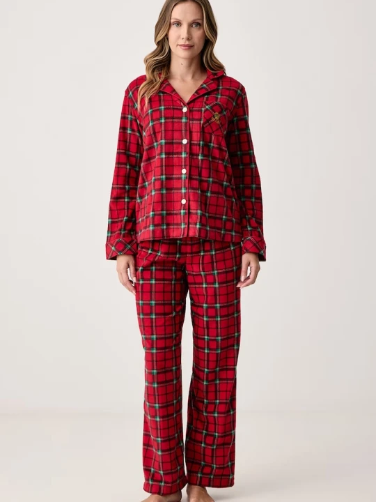 Zdjęcie produktu Lauren Ralph Lauren piżama dwuczęściowa damska polarowa czerwony