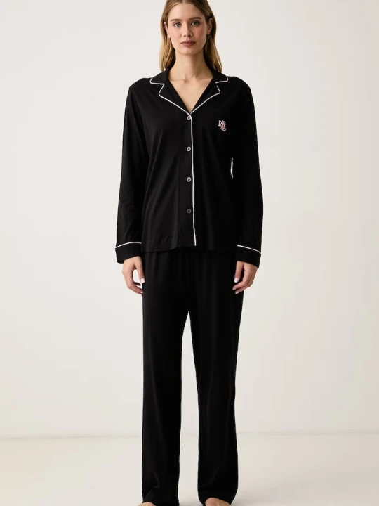 Zdjęcie produktu Lauren Ralph Lauren piżama dwuczęściowa damska z bawełną czarny