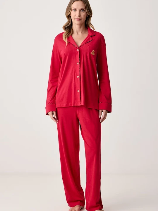 Zdjęcie produktu Lauren Ralph Lauren piżama dwuczęściowa damska z bawełną czerwony