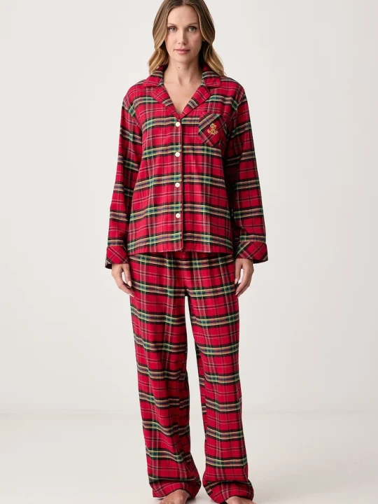 Zdjęcie produktu Lauren Ralph Lauren piżama dwuczęściowa damska z bawełną czerwony