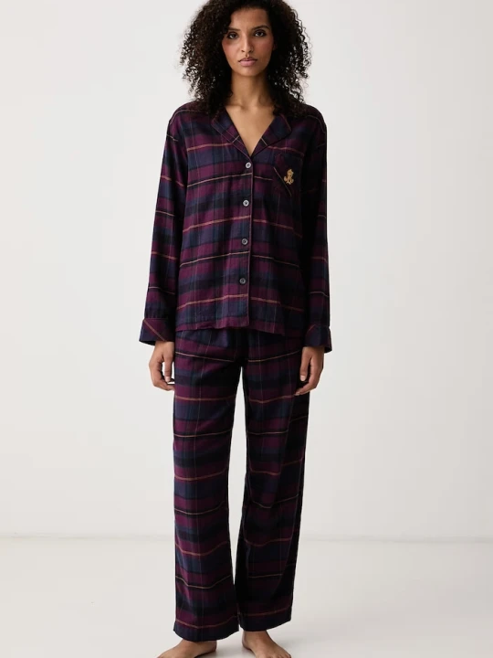 Zdjęcie produktu Lauren Ralph Lauren piżama dwuczęściowa damska z bawełną fioletowy