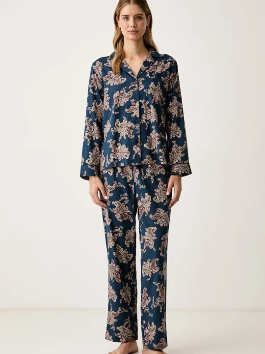 Zdjęcie produktu Lauren Ralph Lauren piżama dwuczęściowa damska z bawełną granatowy
