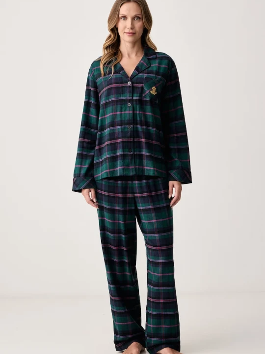 Zdjęcie produktu Lauren Ralph Lauren piżama dwuczęściowa damska z bawełną zielony