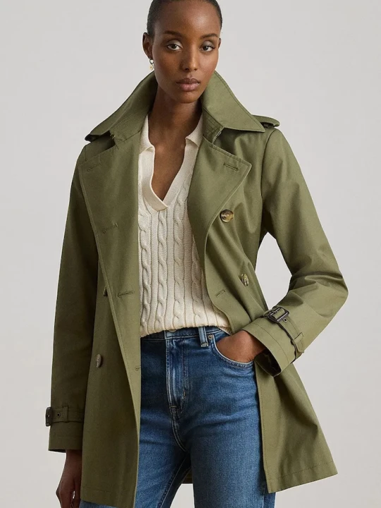 Zdjęcie produktu Lauren Ralph Lauren płaszcz damski z bawełną zielony