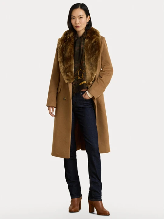 Zdjęcie produktu LAUREN RALPH LAUREN Płaszcz wełniany 297P23450001 Brązowy jasny Oversize
