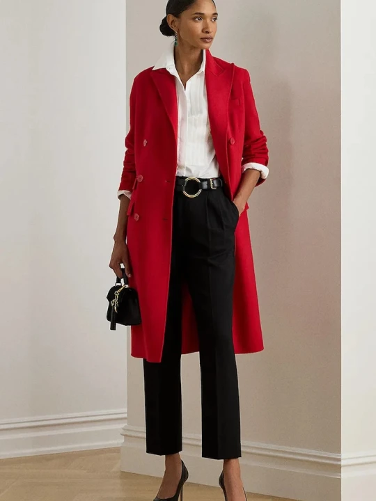Zdjęcie produktu Lauren Ralph Lauren płaszcz z dodatkiem wełny czerwony