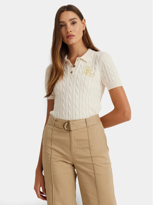 Zdjęcie produktu LAUREN RALPH LAUREN Polo 200932224001 Écru Slim Fit Kremowy