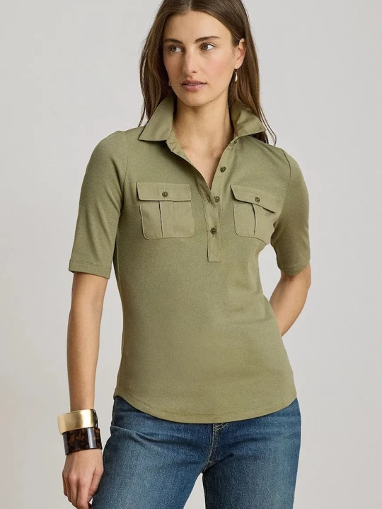 Zdjęcie produktu Lauren Ralph Lauren polo damskie z bawełną zielony