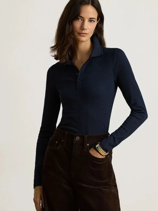 Zdjęcie produktu Lauren Ralph Lauren polo damskie z bawełną granatowy