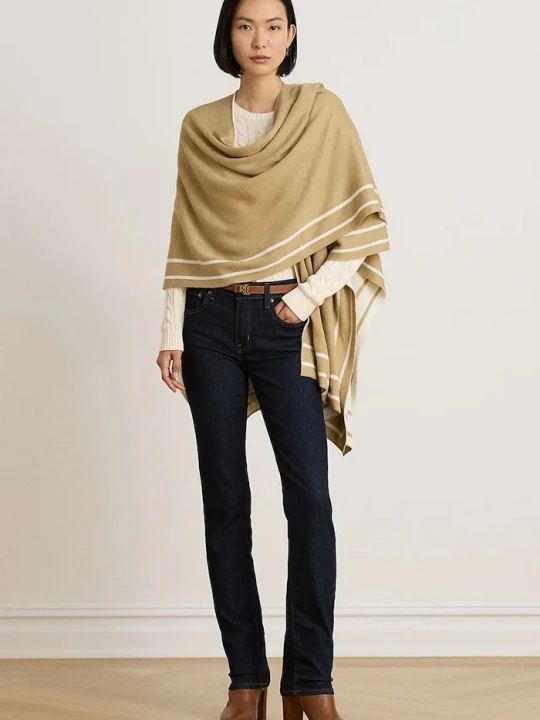 Zdjęcie produktu Lauren Ralph Lauren poncho damskie z wełną beżowy