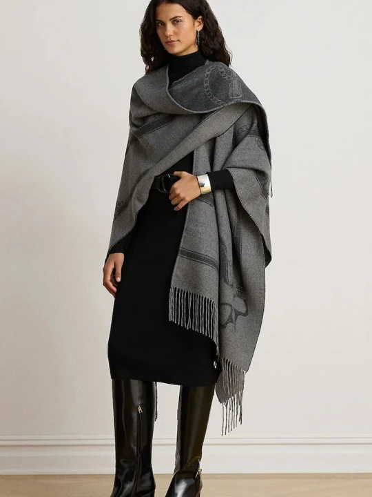 Zdjęcie produktu Lauren Ralph Lauren poncho damskie z wełną szary
