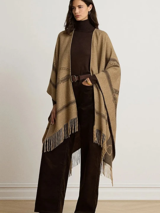 Zdjęcie produktu Lauren Ralph Lauren poncho damskie z wełną szary