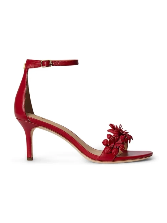 Zdjęcie produktu Lauren Ralph Lauren sandały na wysokim obcasie skórzane Allie M Flwr czerwony
